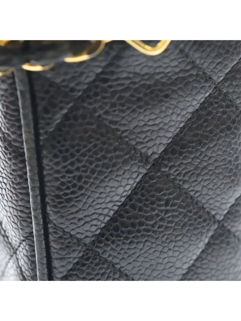 Chanel Quilted CC Logo Cocoball Caviar Leather Chain Shoulder Bag Gold Black